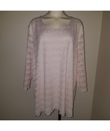 CJ Banks Pale Pink White Pullover Top Striped Lace Lined Size 3X Career - £23.26 GBP