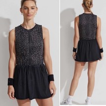 VARLEY Lagoda Tennis Athletic Dress Black &amp; Gray Leopard Print Size XS - £61.87 GBP