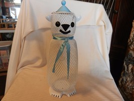 15&quot; Tall Metal White with Blue Hanging Bear Potpourri Holder or Bird Feeder - $45.00