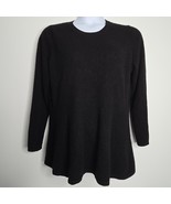 100% Cashmere Sweater Isaac Mizrahi Live QVC Black XL ? Peplum Tunic Length - £27.69 GBP