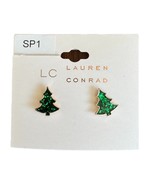 LC Lauren Conrad Christmas Tree Holiday Stained Glass Glitter Earrings New - $17.68 CAD