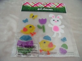 New Easter Bunny &amp; Chick Gel Charms Window Clings Eggs Decals Butterfly Tulip - £10.89 GBP