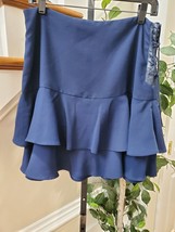 Lauren Ralph Lauren Blue Georgette Drop Waist Tiered Ruffle Lace Up Mini Skirt 8 - £35.96 GBP