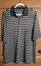 Walter Hagen Hydro Dri Men&#39;s Short Sleeve Brown White Striped Golf Polo Shirt XL - £11.32 GBP