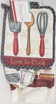 Kitchen Set Of 3:1 Pot Holder 1 Oven Mitt &1 Towel Cooking Tools Love To Cook Ge - £20.42 GBP