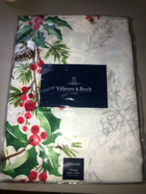 NEW Villeroy &amp; Boch Perfect Holly Double Border Tablecloth Oblong 60X84 NEW - £26.58 GBP