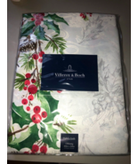 NEW Villeroy &amp; Boch Perfect Holly Double Border Tablecloth Oblong 60X84 NEW - $46.07 CAD