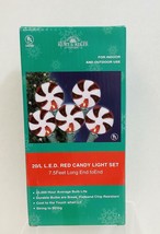 Kurt Adler 20-Light Red Peppermint Candy LED Light Set~Christmas Lights - £19.77 GBP