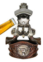 Western Cowboy 2 Gun Pistols Silver Texas Longhorn Concho Wall Bottle Ca... - $36.22 CAD