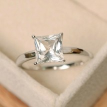 2 Ct Princess Cut LC Moissanite White Gold Plated Solitaire Engagement Ring - £50.07 GBP