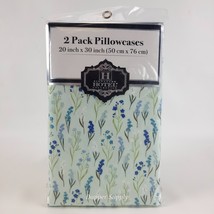 Signature Hotel Collection 2 Pack Pillowcases 20x30 Blue Green Floral Mi... - $12.99
