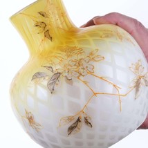 c1890 Hand Painted Yellow Mother of pearl glass vase - £237.21 GBP