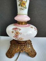 Vintage 3 Tier Parlor Table Lamp Floral Design Milk Glass Shade Crest Co (?) 26" image 3