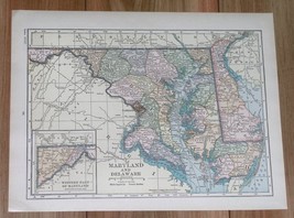 1928 Original Vintage Map Of Maryland And Delaware / Washington D.C. - £13.62 GBP