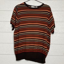 Villager Liz Claiborne Short Sleeve Sweater Striped Banded Plus Size Women 2 XL - £27.53 GBP