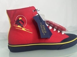 Polo Ralph Lauren Men Shoes Solomon Christmas Red Ski Canvas Sneakers Sz... - $29.97