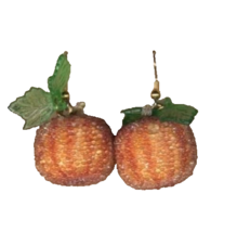 Fancy 3D PUMPKIN EARRINGS Thanksgiving Halloween Fall Autumn Charm Funky Jewelry - £7.70 GBP