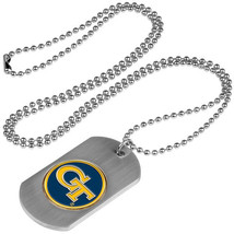 Georgia Tech Yellow Jackets Dog Tag Necklace with embedded collegiate medallion - £11.80 GBP