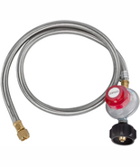 5 Feet Stainless Steel Braided 20 PSI Adjustable Propane Regulator Hose ... - $46.09 CAD