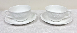 2 Coalport Countryware Cup Saucer Sets Pair White Cabbage Leaves - $18.32