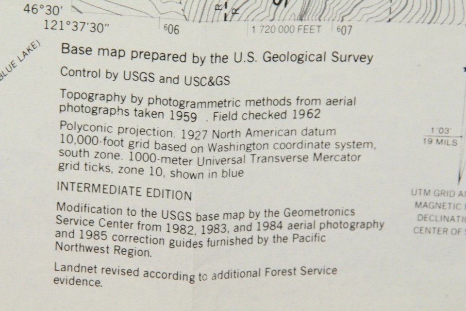 Packwood Lake WA Topographic Map 1985 USDA Forest Service Use 22" x 27" Item image 7