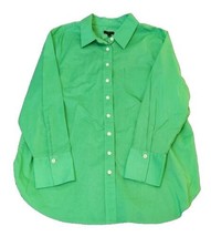 Talbots Womens Button Down Shirt Size LP 100% Cotton Kelly Green Long Sleeve - £15.80 GBP