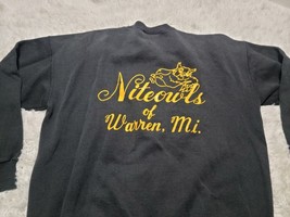 Warren Nite Owls Michigan Sweatshirt Black Crewneck Easy Does It Lee 2XL VTG USA - £18.69 GBP