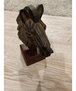 VINTAGE HAND CARVED WOODEN ZEBRA Head  - $18.69