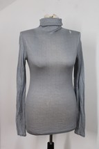 Club Monaco M Gray Herringbone Wool Viscose Turtleneck Top Flaw - £11.75 GBP