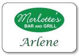 ARLENE TRUE BLOOD Merlottes Bar &amp; Grill pin Fastener Name Badge Hallowee... - £12.50 GBP