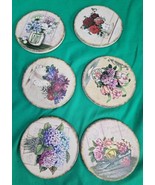 Vtg Ceramic Drink Coasters Floral Bouquet Cottagecore Grannycore Set Of 6  - €13,43 EUR