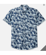 Essentials Men&#39;s Regular-Fit Short-Sleeve Cotton Shirt Navy Leaf Print, ... - $19.17 CAD