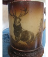 c.1910 WSC Horn Handled Milk Glass Mug - Brown cased with a Standing Elk - £15.73 GBP