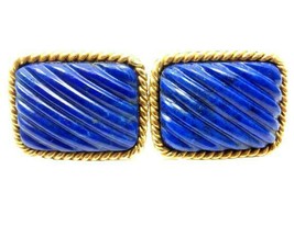 Tiffany &amp; Co. 18k Yellow Gold Large Lapis Lazuli Rope Bordered Gold Cufflinks - £3,525.15 GBP