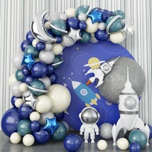 Outer Space Balloon Garland Kit, 124Pcs Space Birthday Decorations, Navy Blue Iv - £28.30 GBP
