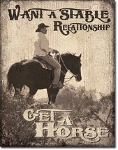 Stable Relationship Get A Horse Nostalgic Western Cowboy Wall Art Metal ... - £12.62 GBP