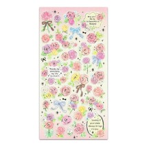FLOWER STICKERS Craft Scrapbook Sticker Sheet Kawaii Pink Purple Floral ... - $2.49
