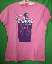 Hanes I Shoot Like A Girl Pink Target Bullseye Shot T Shirt Size Adult Small - £19.77 GBP