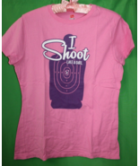 Hanes I Shoot Like A Girl Pink Target Bullseye Shot T Shirt Size Adult S... - £19.71 GBP