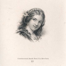 Girl, Vignette Die Proof on india on card, Continental Bank Note Co., 18... - $108.99