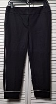 Alfani Dress Pants Size 8 Slacks 32&quot;x26&quot; Black w/White Stripe VGPOC Stra... - £5.25 GBP