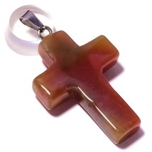 56.7 Cts Agate Natural Gemstone 925 Silver Overlay Handmade Large Cross Pendant - £11.15 GBP