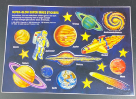 Super Glow in the dark Space stickers sheet vintage 1985 Scholastic Moon Comet - £11.89 GBP