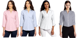 Foxcroft NYC Women&#39;s Oxford Shirt Non-Iron Stretch Poplin Blouse - £15.17 GBP