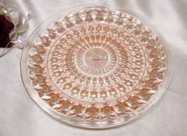 1255 Antique Jeannette Glass Pink Windsor Diamond Dinner Plate - $22.00