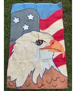 Bald Eagle American Flag Nylon Embroidered Garden House Flag Patriotic - £10.05 GBP