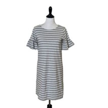 J. Crew Womens Short Striped Dress Flare Ruffle Sleeves Gray White Size S - £14.78 GBP