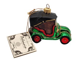 Kurt S Adler Polonaise Old Car Hand Blown Red and Green Christmas Orname... - $26.97