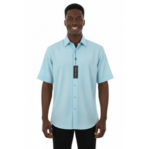 Men Short Sleeve Sport Shirt by BASSIRI Light Weight Soft Microfiber 61981 Teal image 2