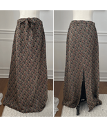 Vintage 70s Lurex Abstract A-Line Maxi Skirt Gold Black Red Blue Green P... - $64.93 CAD